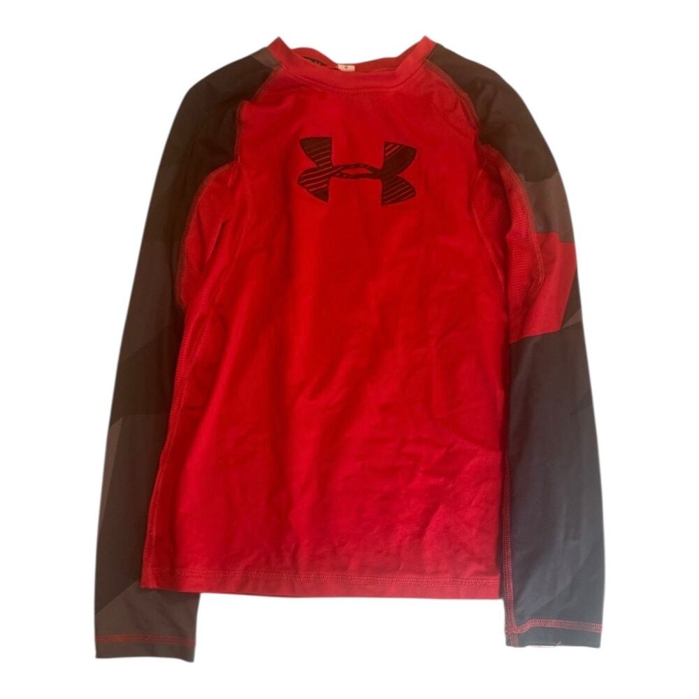 Under Armour Red and Black Long-Sleeve Tee - Youth Medium (YMD)